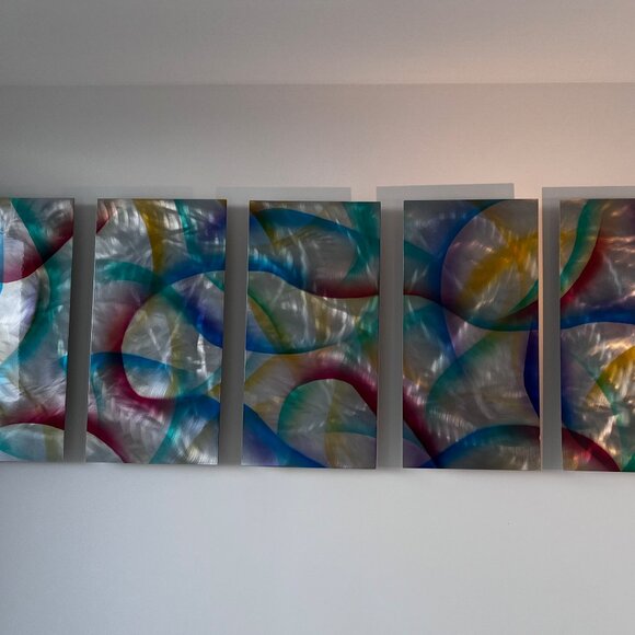 Modern Abstract Metal Wall Art - 5 PanelPiece - Picture 1 of 3